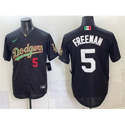 Men Los Angeles Dodgers  5 Freddie Freeman Black Mexico Limited Stitched Baseball Jersey