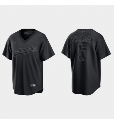 Men Los Angeles Dodgers 5 Freddie Freeman Black Pitch Black Fashion Replica Stitched Jersey