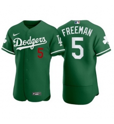 Men Los Angeles Dodgers 5 Freddie Freeman Green Flex Base Stitched jersey