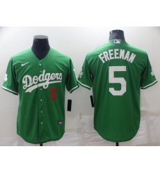 Men Los Angeles Dodgers 5 Freddie Freeman Green Stitched Baseball Jerse