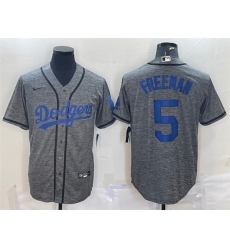 Men Los Angeles Dodgers 5 Freddie Freeman Grey Cool Base Stitched Jersey