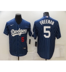 Men Los Angeles Dodgers 5 Freddie Freeman Navy Cool Base Stitched jersey