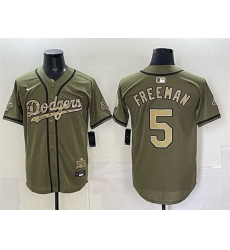 Men Los Angeles Dodgers  5 Freddie Freeman Olive 2026 Armed Forces Day Stitched Baseball Jersey