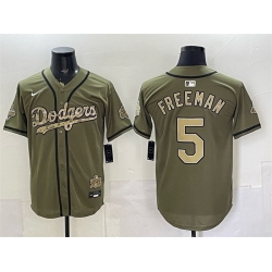 Men Los Angeles Dodgers  5 Freddie Freeman Olive 2026 Armed Forces Day Stitched Baseball Jersey
