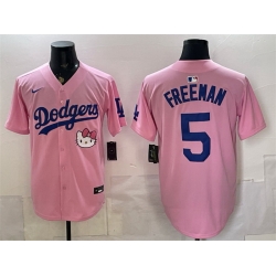 Men Los Angeles Dodgers  5 Freddie Freeman Pink 2025 Hello Kitty Vapor Limited Stitched Baseball Jersey