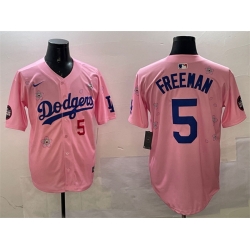 Men Los Angeles Dodgers 5 Freddie Freeman Pink 2025 Tokyo Series Limited Stitched Baseball Jersey