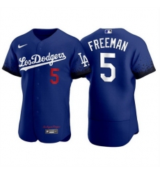 Men Los Angeles Dodgers 5 Freddie Freeman Royal City Connect Flex Base Stitched jersey