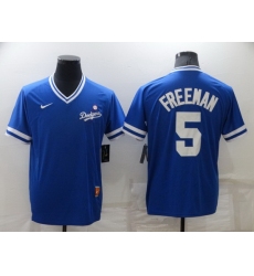 Men Los Angeles Dodgers 5 Freddie Freeman Royal Stitched Baseball jersey