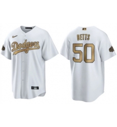 Men Los Angeles Dodgers 50 Mookie Betts 2022 All Star White Cool Base Stitched Baseball Jersey