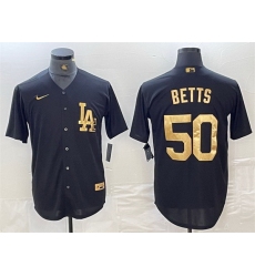 Men Los Angeles Dodgers 50 Mookie Betts Black Cool Base Stitched Baseball Jersey