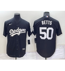 Men Los Angeles Dodgers 50 Mookie Betts Black Cool Base Stitched Jerseyy