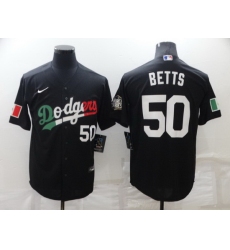 Men Los Angeles Dodgers 50 Mookie Betts Black Cool Base Stitched MLB Jersey