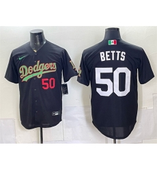 Men Los Angeles Dodgers  50 Mookie Betts Black Mexico Limited Stitched Baseball Jersey