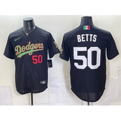 Men Los Angeles Dodgers  50 Mookie Betts Black Mexico Limited Stitched Baseball Jersey