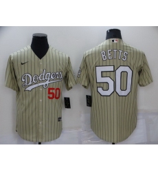 Men Los Angeles Dodgers 50 Mookie Betts Cream Cool Base Stitched jersey
