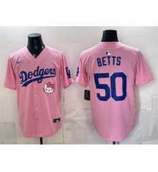 Men Los Angeles Dodgers 50 Mookie Betts Pink 2025 Hello Kitty Vapor Limited Stitched Baseball Jersey Men Los Angeles Dodgers 50 Mookie Betts Pink 2025 Hello Kitty Vapor Limited Stitched Baseball Jersey