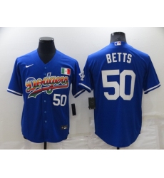 Men Los Angeles Dodgers 50 Mookie Betts Royal Stitched Baseball Jerse