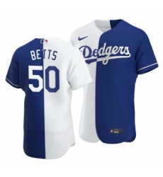 Men Los Angeles Dodgers 50 Mookie Betts Split White Blue Two Tone Jersey