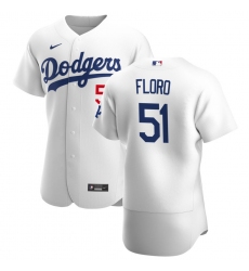Men Los Angeles Dodgers 51 Dylan Floro Men Nike White Home 2020 Flex Base Player MLB Jersey
