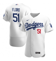 Men Los Angeles Dodgers 51 Dylan Floro Men Nike White Home 2020 World Series Bound Flex Base Player MLB Jersey