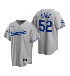 Men Los Angeles Dodgers 52 Pedro Baez Gray 2020 World Series Champions Replica Jersey