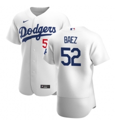 Men Los Angeles Dodgers 52 Pedro Baez Men Nike White Home 2020 Flex Base Player MLB Jersey
