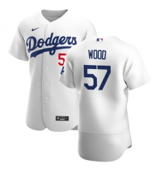 Men Los Angeles Dodgers 57 Alex Wood Men Nike White Home 2020 Flex Base Player MLB Jersey