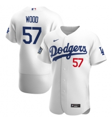 Men Los Angeles Dodgers 57 Alex Wood Men Nike White Home 2020 World Series Bound Flex Base Player MLB Jersey