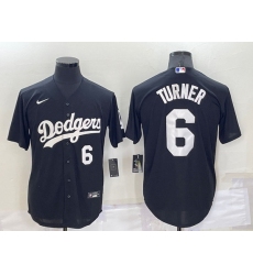 Men Los Angeles Dodgers 6 Trea Turner Black Cool Base Stitched Baseball Jersey