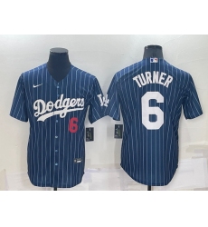 Men Los Angeles Dodgers 6 Trea Turner Navy Cool Base Stitched Baseball Jersey