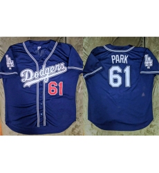 Men Los Angeles Dodgers 61 Chan Ho Park Navy Cool Base Stitched Baseball Jersey