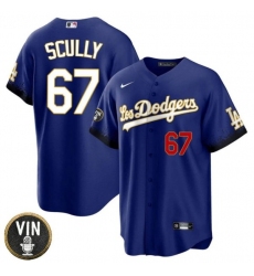 Men Los Angeles Dodgers 67 Vin Scully 2022 Navy Vin Scully Patch Cool Base Stitched Baseball Jersey