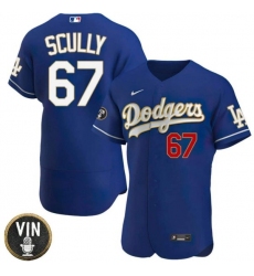 Men Los Angeles Dodgers 67 Vin Scully 2022 Navy Vin Scully Patch Flex Base Stitched Baseball Jersey