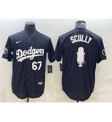 Men Los Angeles Dodgers 67 Vin Scully Black Big Logo With Vin Scully Patch Stitched JerseyS