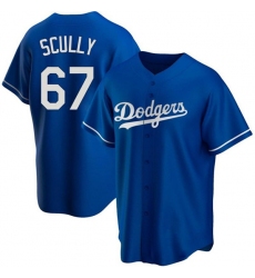 Men Los Angeles Dodgers 67 Vin Scully Blue Cool Base Stitched Baseball Jersey