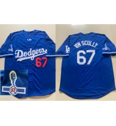 Men Los Angeles Dodgers 67 Vin Scully Blue Throwback 1950 2016 Jersey