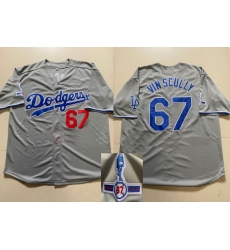 Men Los Angeles Dodgers 67 Vin Scully Gray Throwback 1950 2016 Jersey