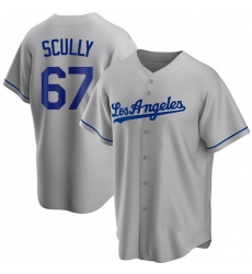 Men Los Angeles Dodgers 67 Vin Scully Grey Cool Base Stitched Baseball Jersey