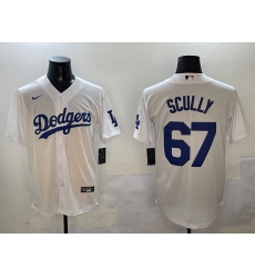 Men Los Angeles Dodgers 67 Vin Scully White Cool Base Stitched Baseball Jersey