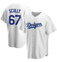 Men Los Angeles Dodgers 67 Vin Scully White Cool Base Stitched Baseball Jersey