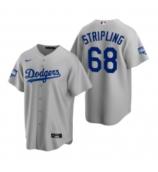 Men Los Angeles Dodgers 68 Ross Stripling Gray 2020 World Series Champions Replica Jersey
