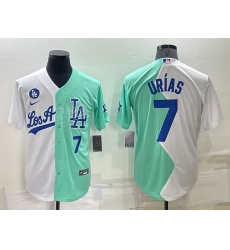 Men Los Angeles Dodgers 7 Julio Ur EDas 2022 All Star White Green Cool Base Stitched Baseball Jerseys