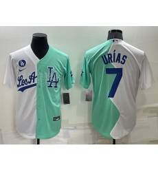 Men Los Angeles Dodgers 7 Julio Ur EDas 2022 All Star White Green Cool Base Stitched Jerseys