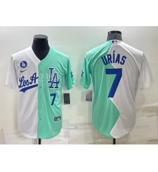 Men Los Angeles Dodgers 7 Julio Urias 2022 All Star White Green Cool Base Stitched Baseball Jerseys