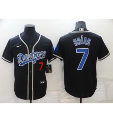 Men Los Angeles Dodgers 7 Julio Urias Black Cool Base Stitched Baseball jersey