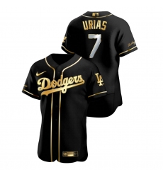 Men Los Angeles Dodgers 7 Julio Urias Black Gold 2020 Nike Flexbase Jersey