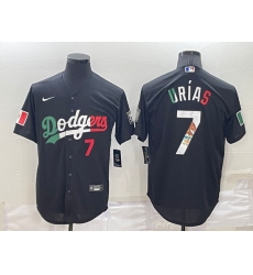Men Los Angeles Dodgers 7 Julio Urias Black Mexico Cool Base Stitched Baseball Jersey