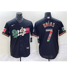 Men Los Angeles Dodgers 7 Julio Urias Black Mexico Cool Base Stitched JerseyS