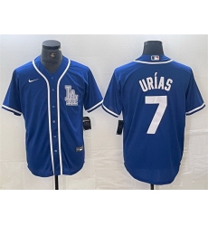 Men Los Angeles Dodgers 7 Julio Urias Blue Cool Base Stitched Baseball Jersey