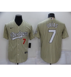 Men Los Angeles Dodgers 7 Julio Urias Cream Cool Base Stitched jersey